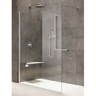 GGO Walk-In Dusche mit Sttze 1000 x 1950mm, Echtglas 6mm, Rahmen silber-chrom