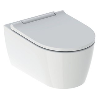Wandtiefspl-WC One Set, weiss, bestehend aus WC und Sitz mit Absenkautomatik, mit TurboFlush, Geberit